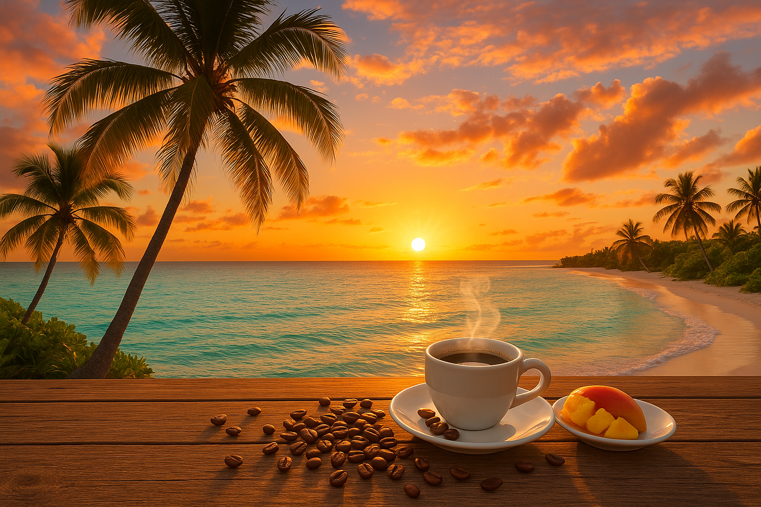 morning sunrise caribbean coffee