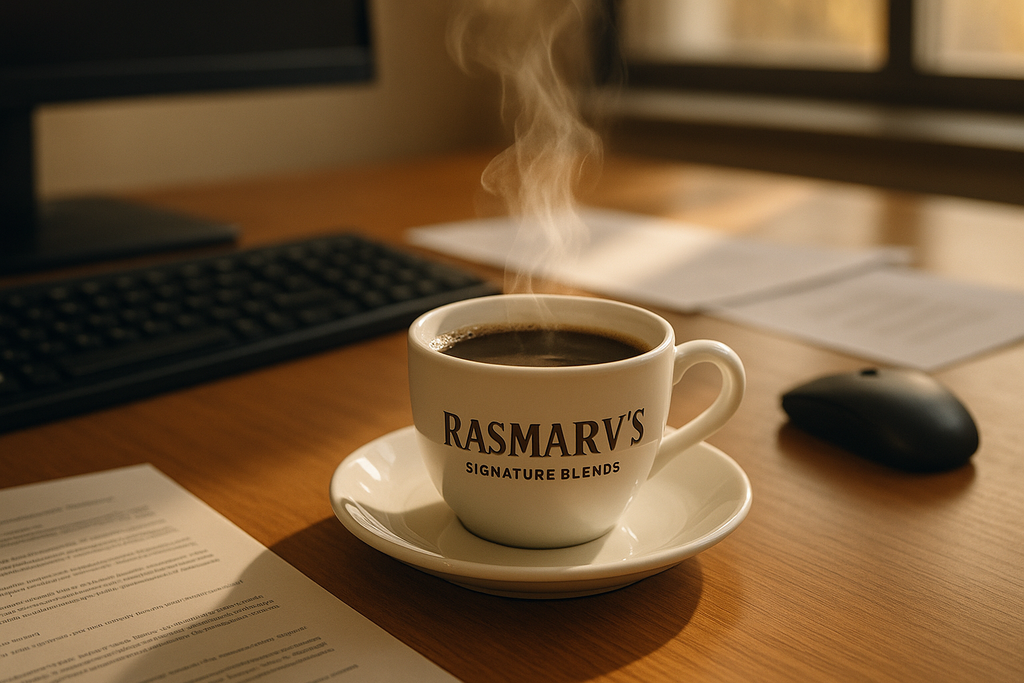 rasmarv coffee on a table at the office
